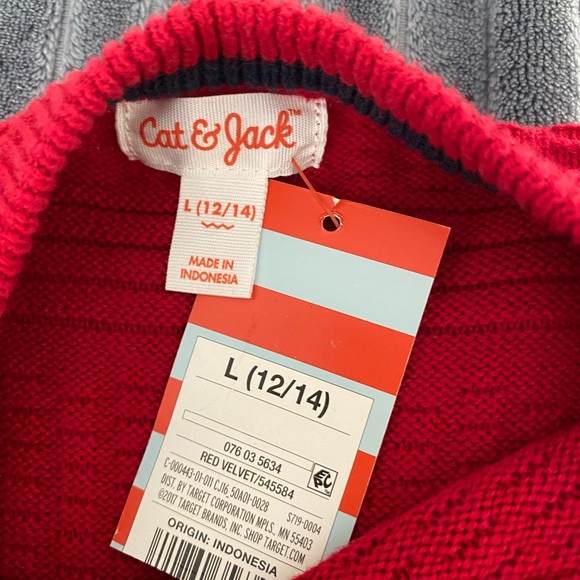 Cat and Jack red boys sweater - Picture 2 of 4